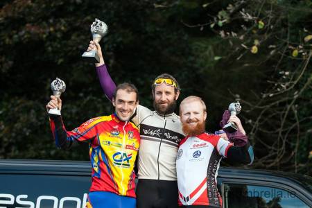 Elite Men's podium (l-r) Guillaume Gualandi (Cantal Team Road, France), Janos Köhler (Black Sheep Bikes/Bray Wheelers, Ireland), Tadhg Sheehan (Trinity Cycling Club, Irleland)